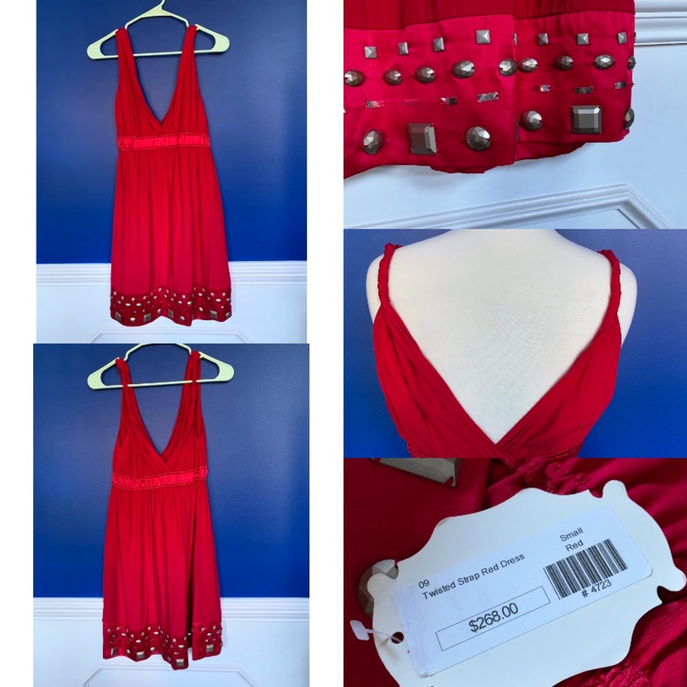 NWT Hale Bob Twisted Strap Red Dress